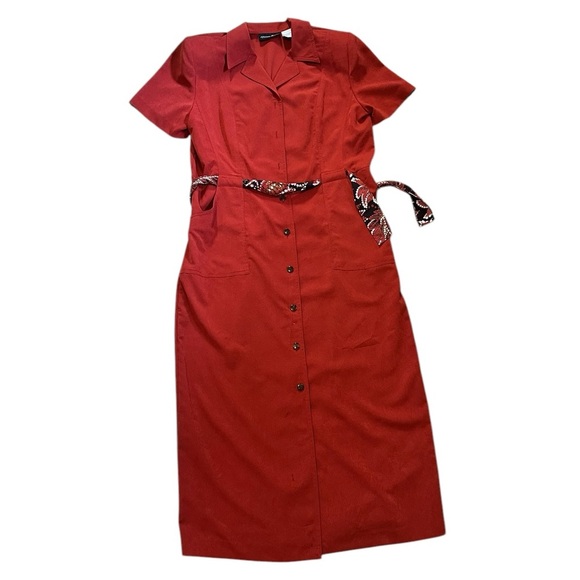 Vintage Melissa Harper Dress Womens 14 Rust Classic Preppy Work Button Front - Picture 8 of 12